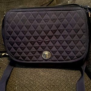 Vera Beadley navy blue wuilted cross body bag